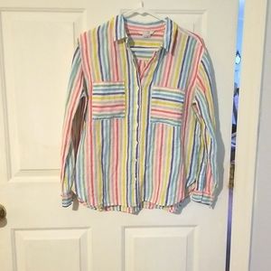 Boden 8P Multi Striped Linen Blouse
